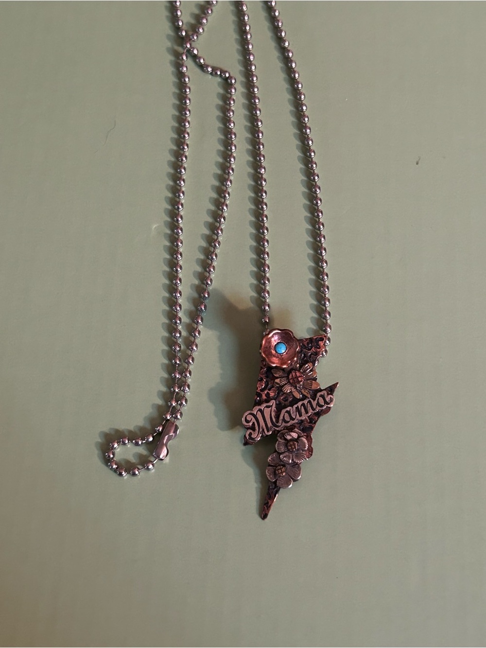 Multi metal Lightning Bolt mama Necklace